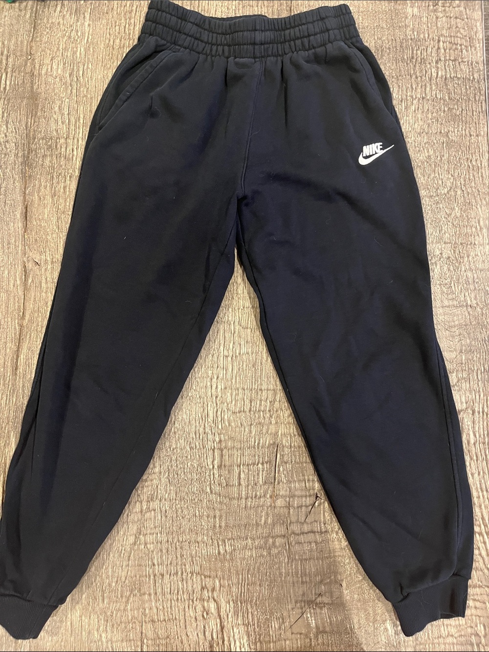 Nike Black Jogger Sweatpants with White Swoosh - Kids
